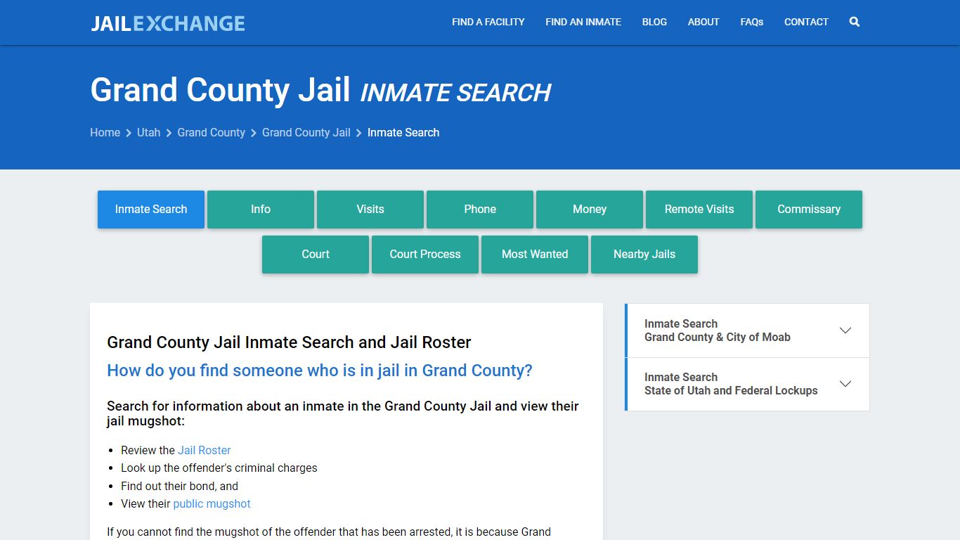 Inmate Search: Roster & Mugshots - Grand County Jail, UT